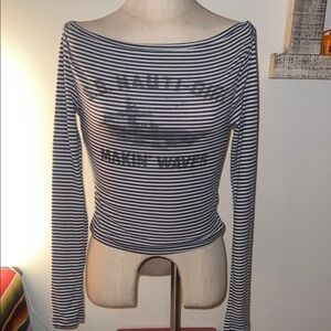 Urban Outfitters BDG Navy and White Striped Long Sleeve Top